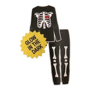 Halloween Two-piece PJ Set Ladies Size Large Glow in the Dark Skeleton Heart